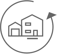 Back Up Icon – Arrow rotating around a house